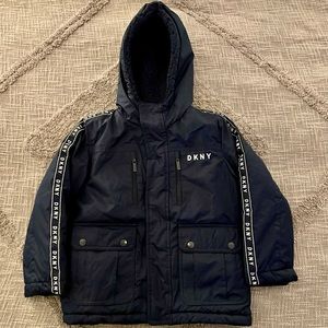 DKNY Boys Winter Jacket. Minor wear on front pocket snaps. Size 5/6.